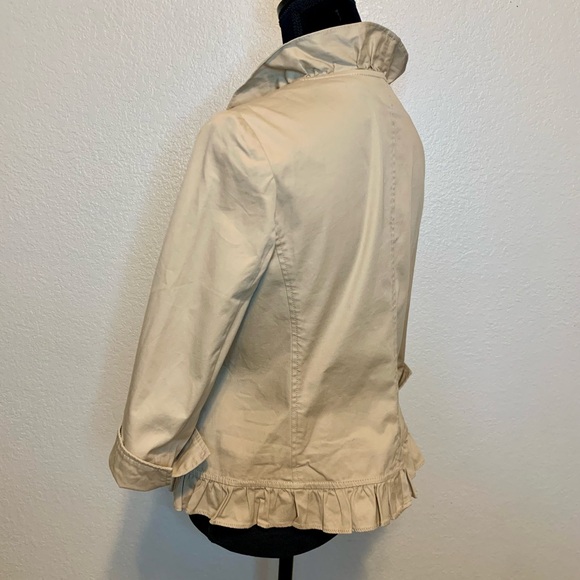 Talbots Ruffle Trim Blazer Short Waisted Tan Size 10 Petite - Picture 6 of 11